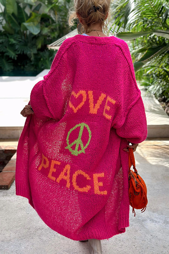 Lysse | Oversize Cardigan With Love & Peace Motif