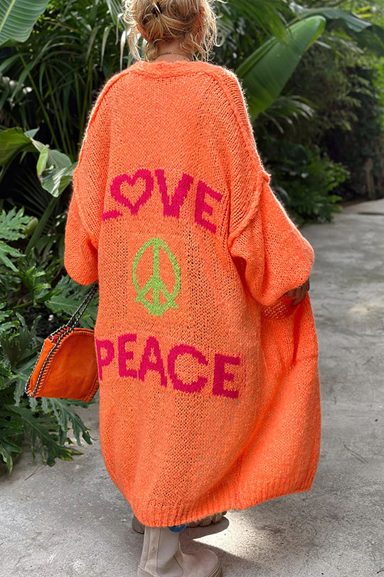 Lysse | Oversize Cardigan With Love & Peace Motif