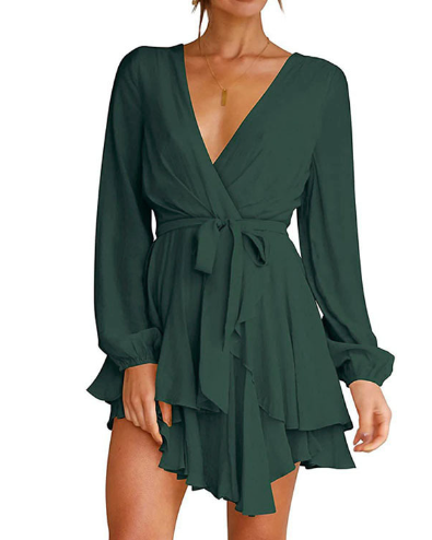 Gwendress With V-Neck And Lantern Sleeves