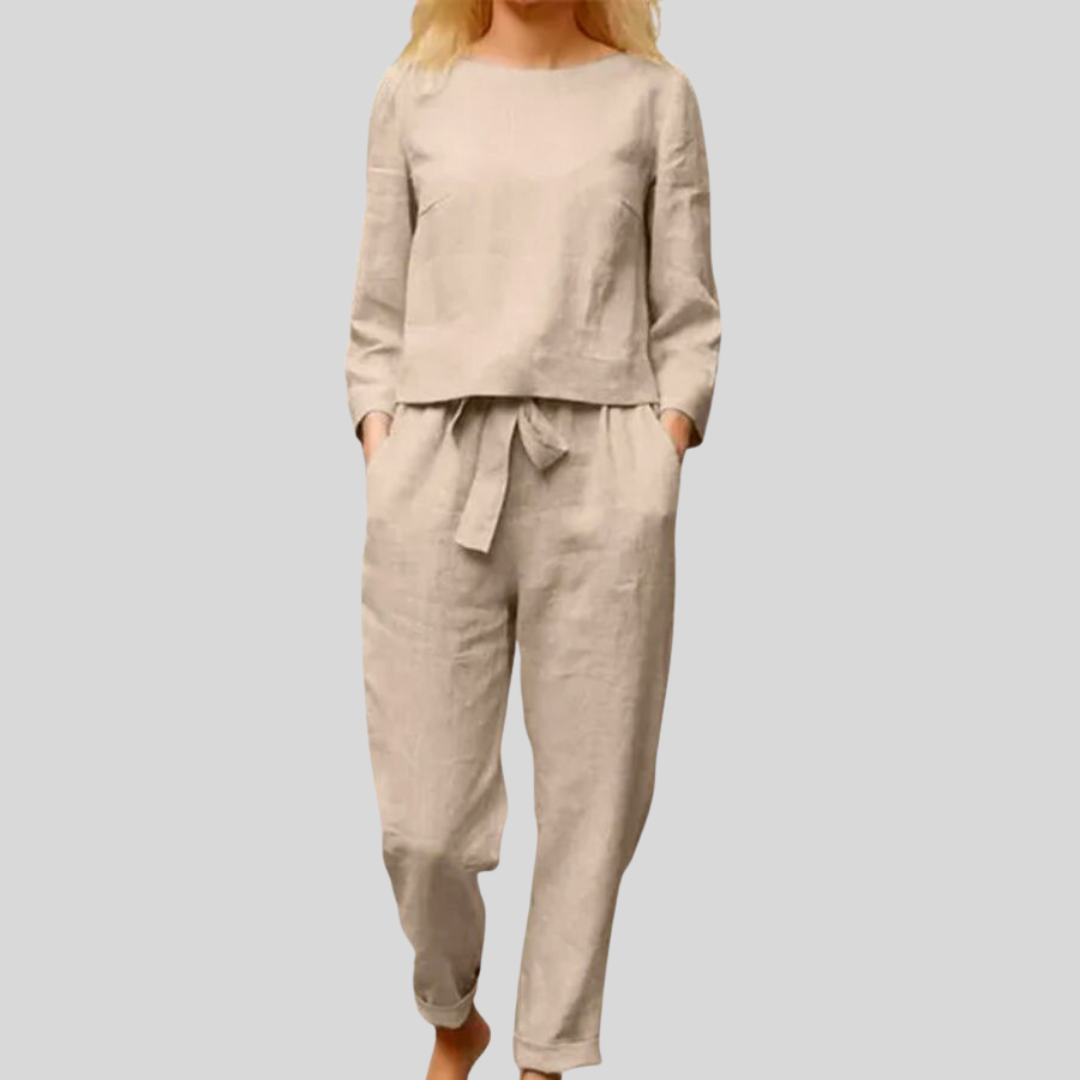 Solid Color Linen Two-Piece