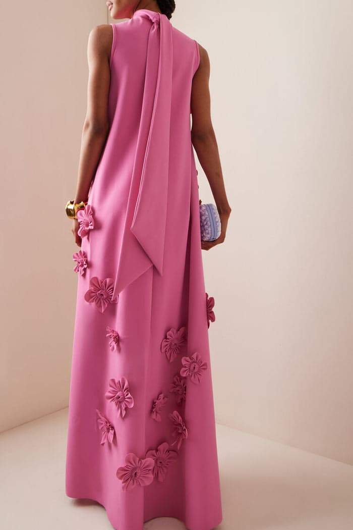 Long Pink Dress With Flowers