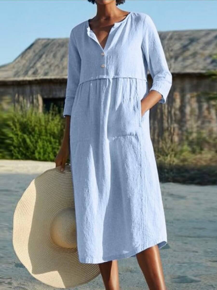 linen dress with half sleeve