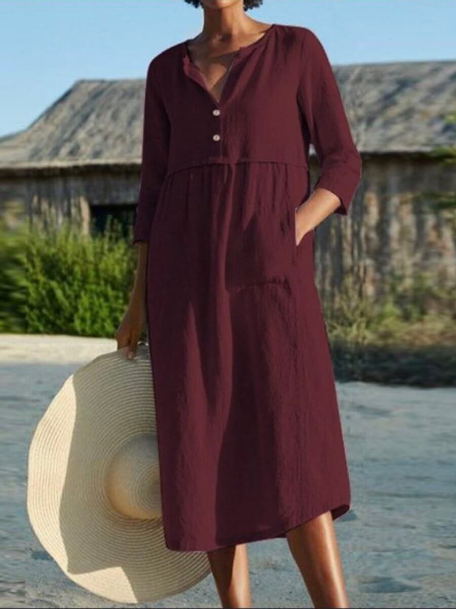 linen dress with half sleeve