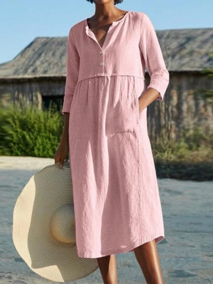 linen dress with half sleeve