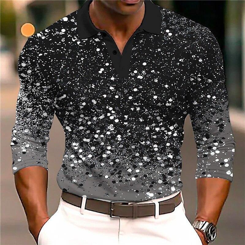 Luxury Sequined Polo Shirt Stylish Casual Slim Fit All Season Top