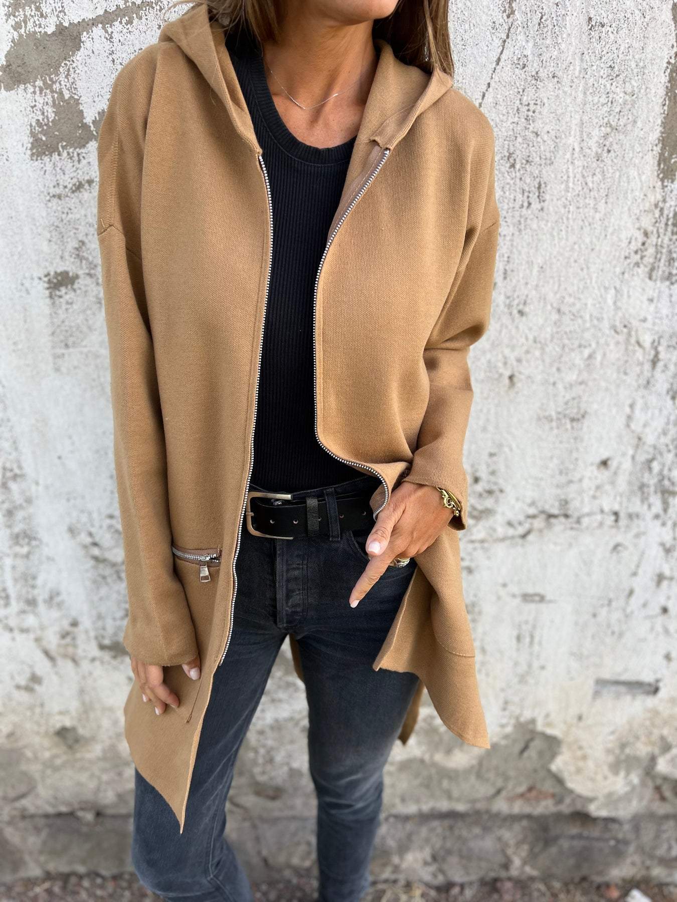 Casual Long Sleeve Jacket With Zipper for Women