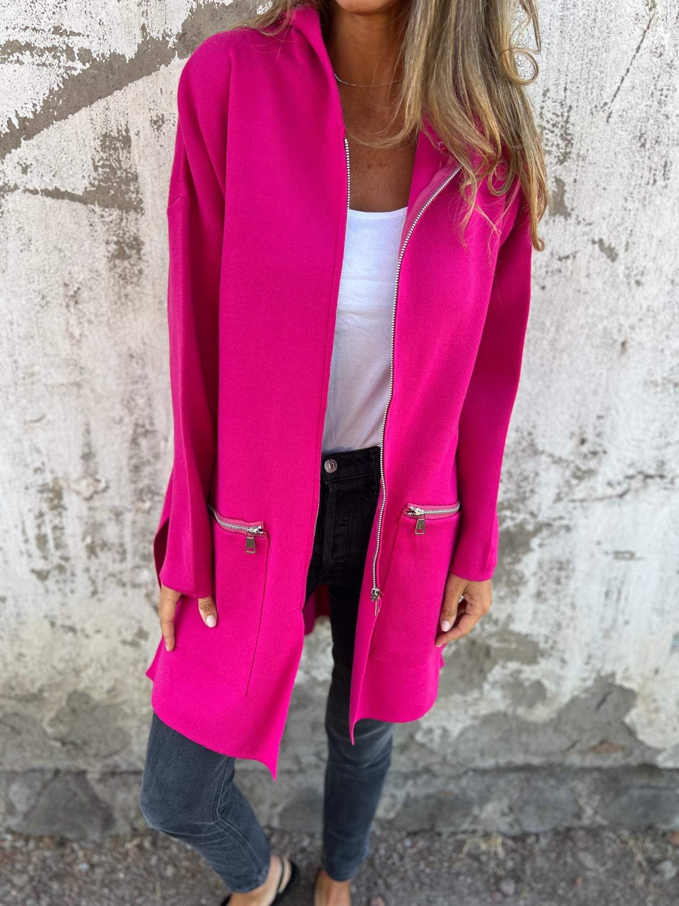 Casual Long Sleeve Jacket With Zipper for Women