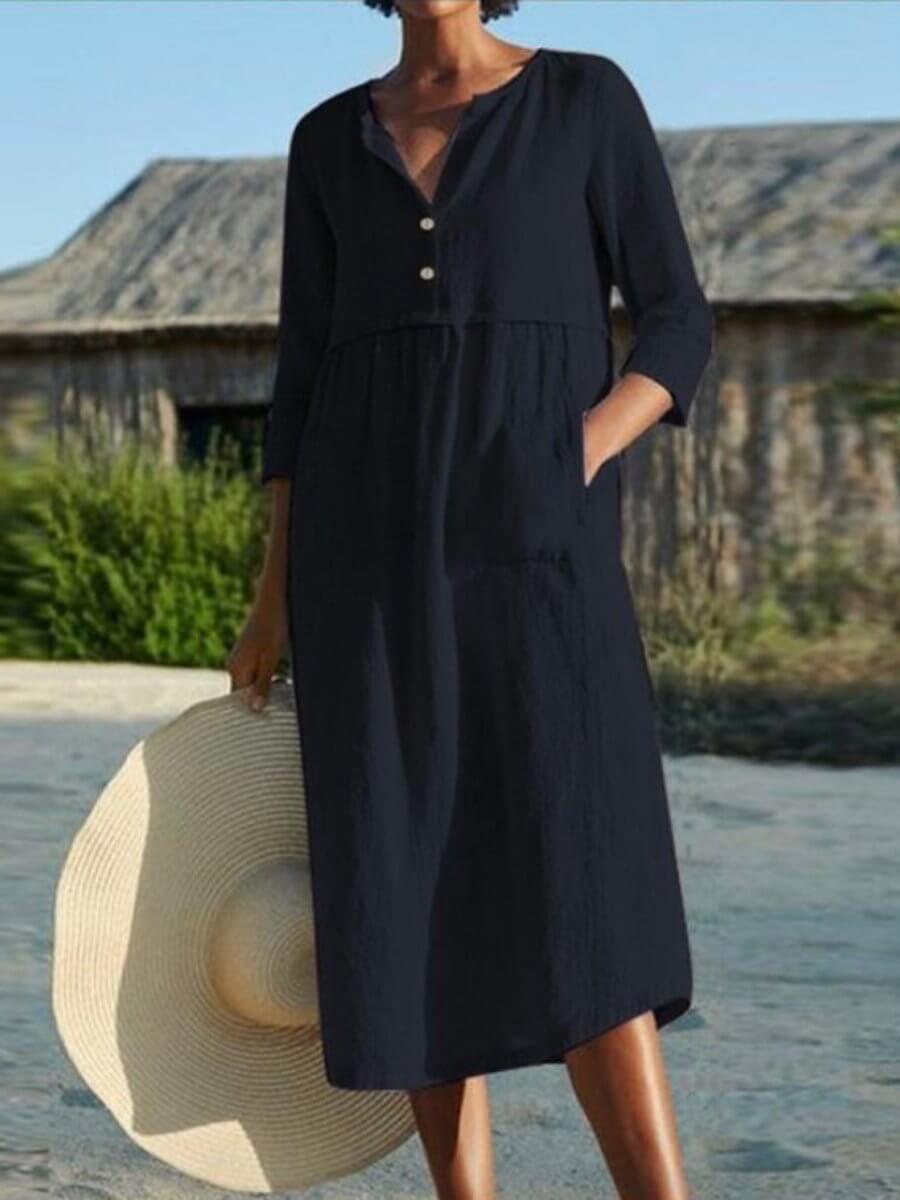 linen dress with half sleeve