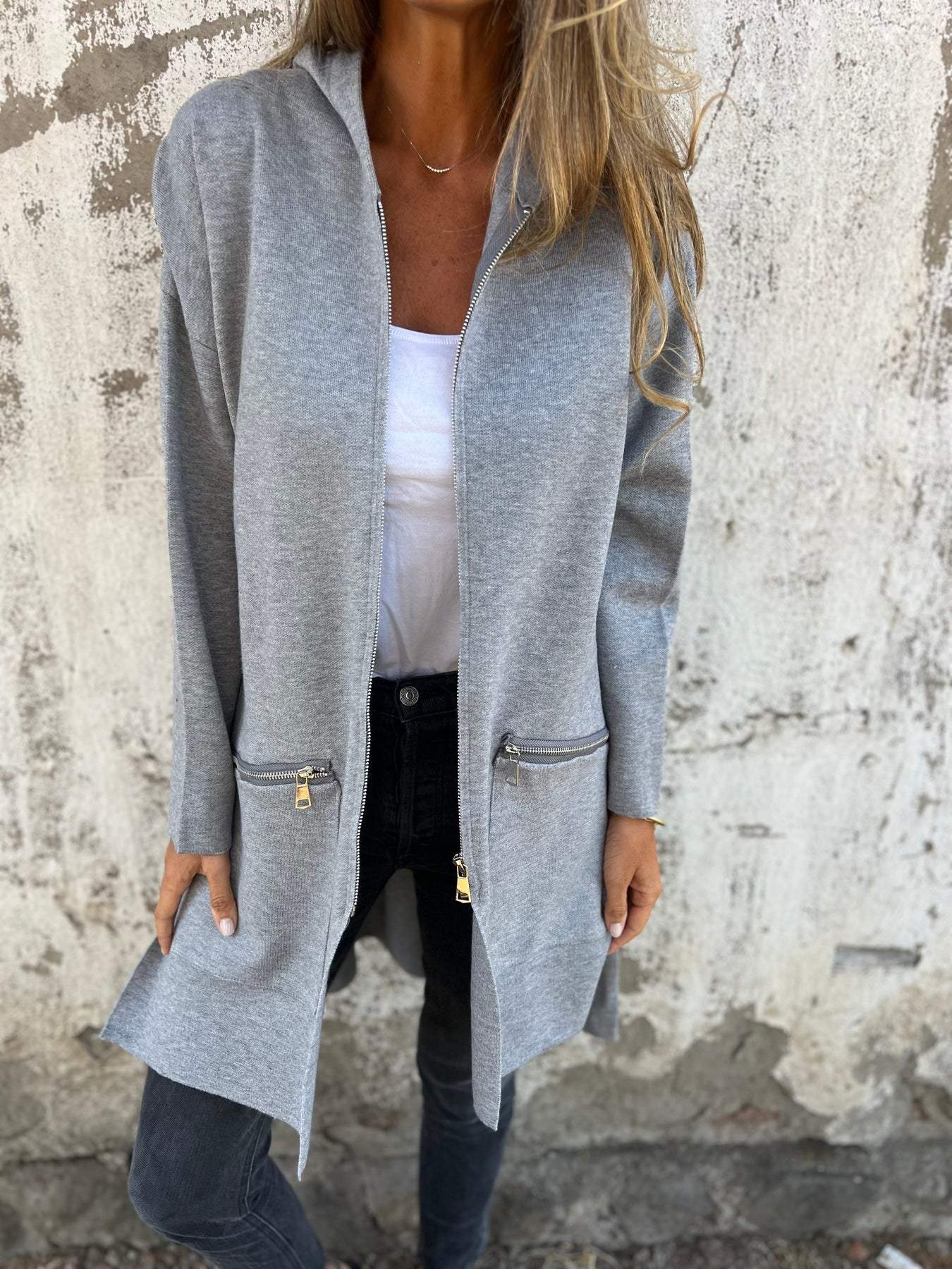 Casual Long Sleeve Jacket With Zipper for Women