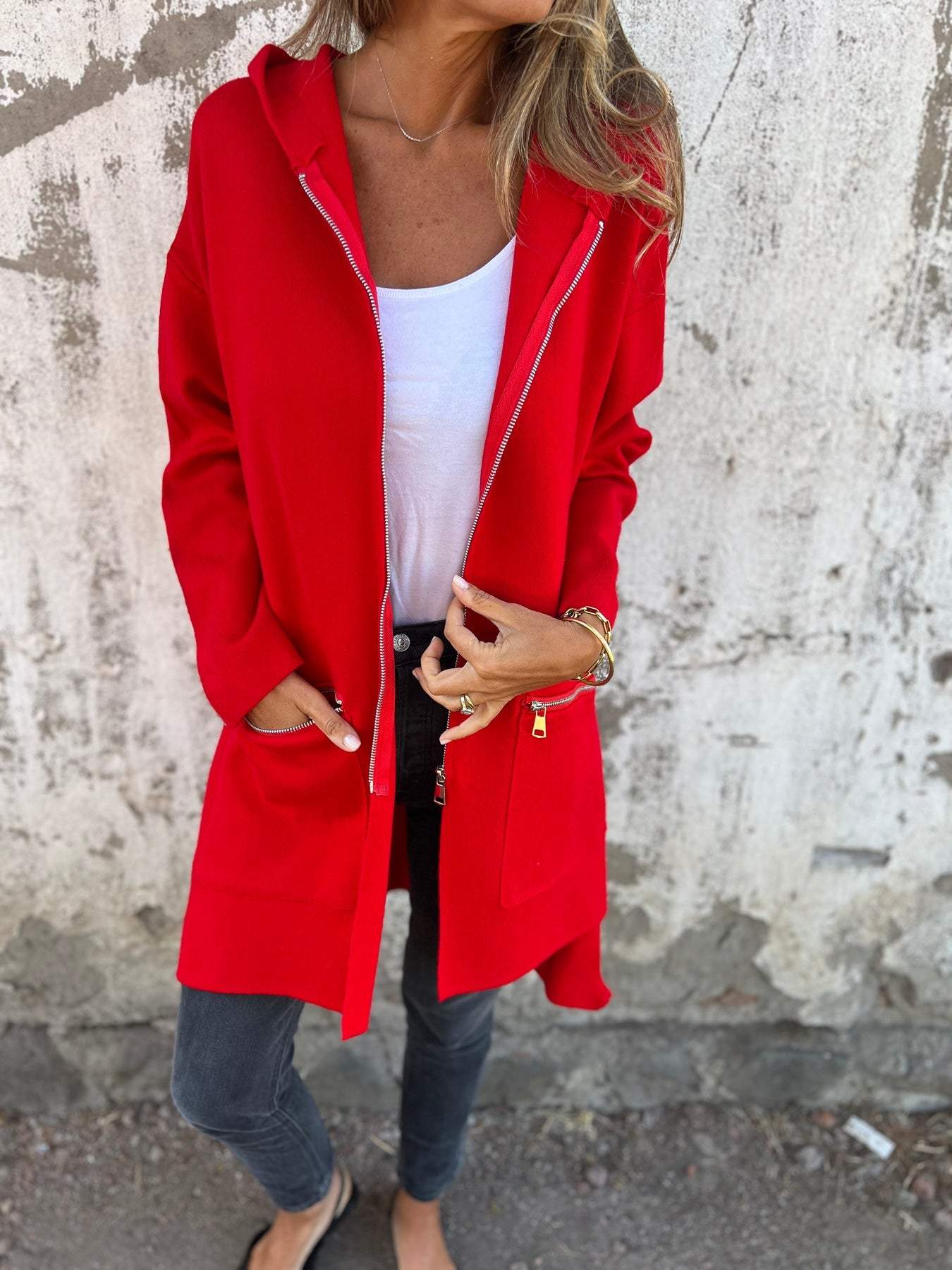 Casual Long Sleeve Jacket With Zipper for Women