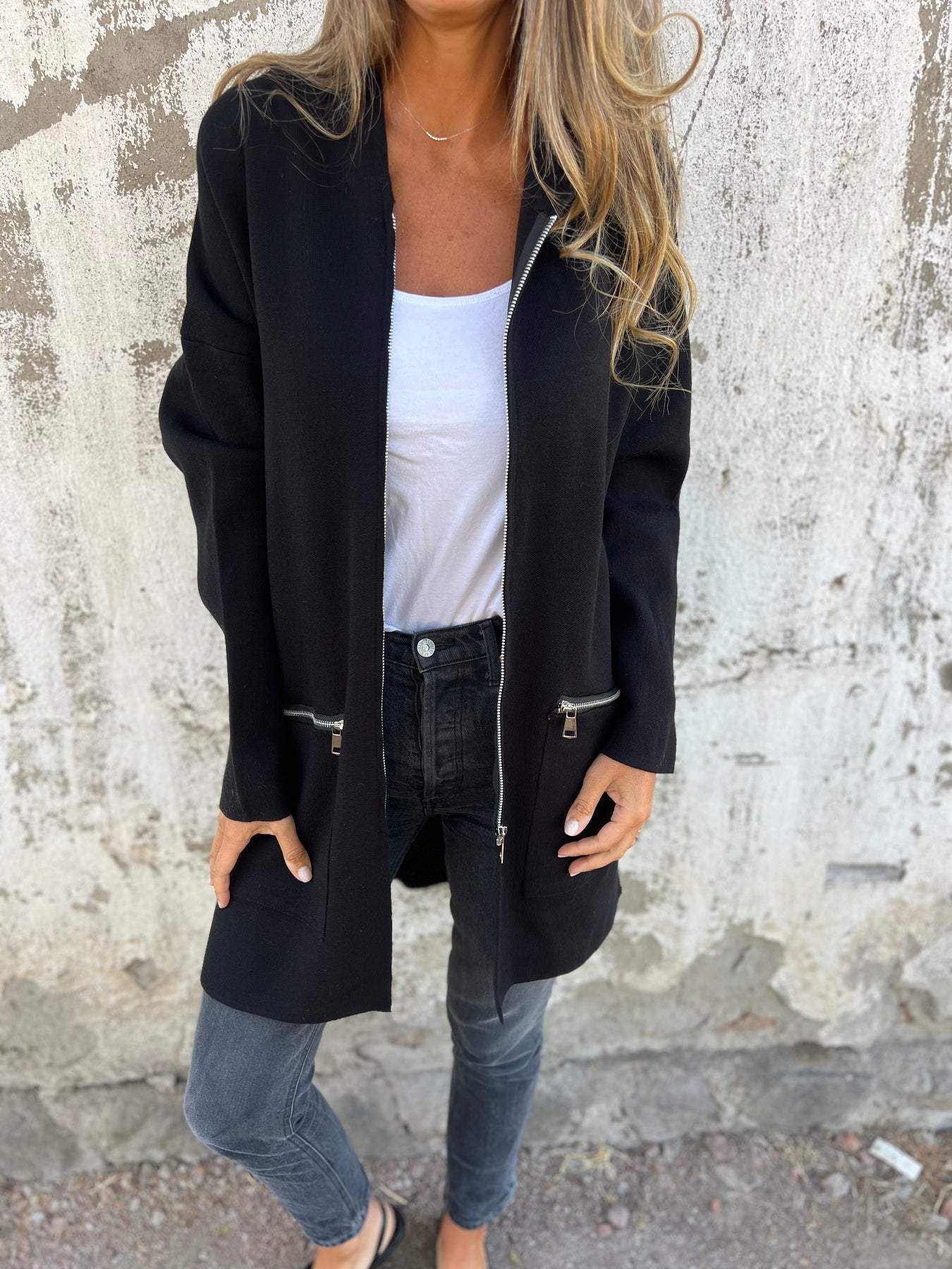 Casual Long Sleeve Jacket With Zipper for Women