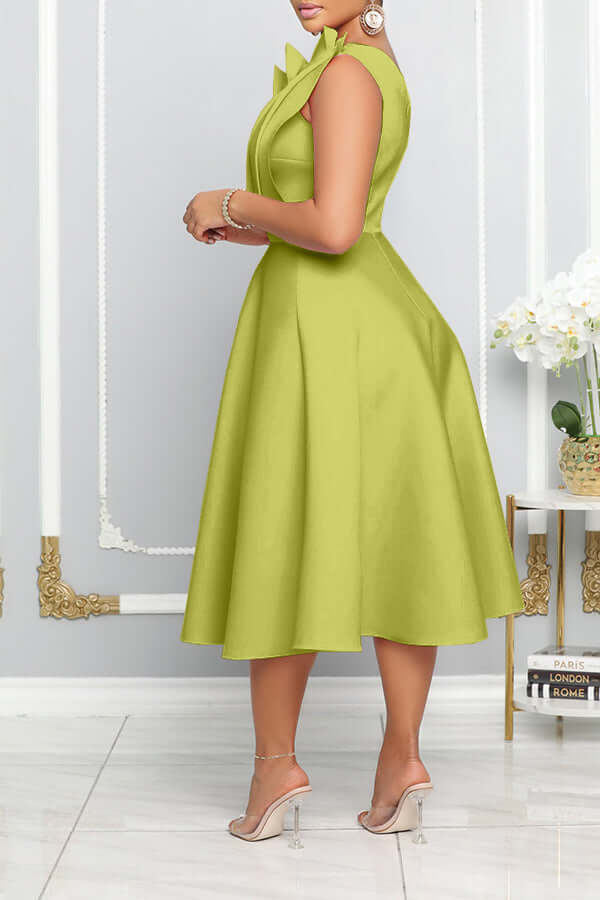 One Shoulder Midi Dress Elegant A-line Fit Sculpted Details Formal Wear