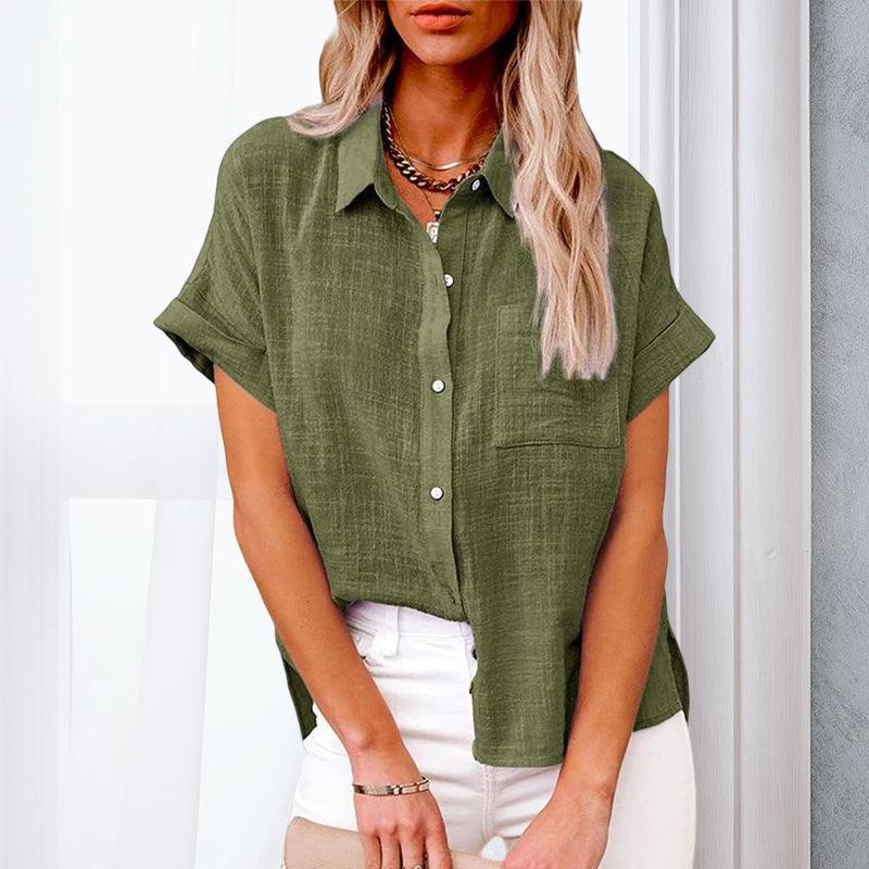 Relaxed Linen Blouse with Short Sleeves