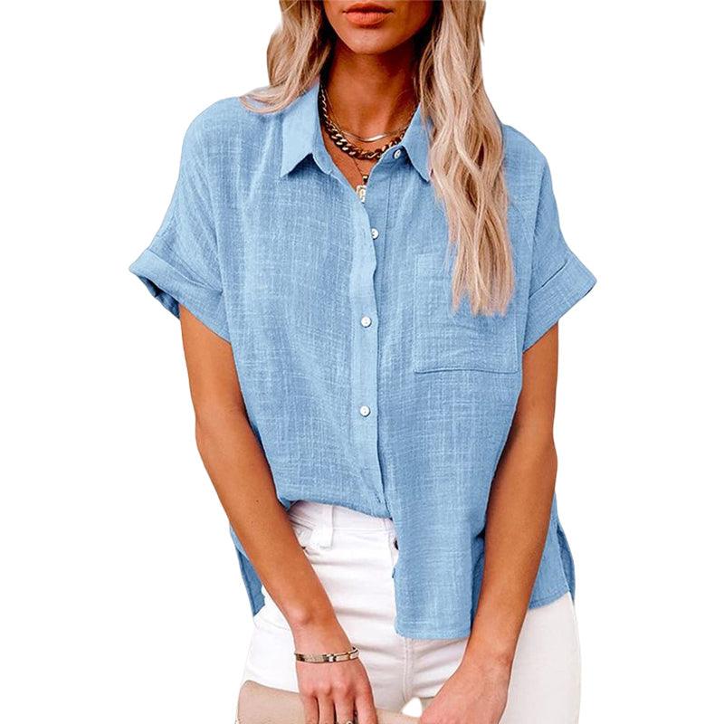 Relaxed Linen Blouse with Short Sleeves