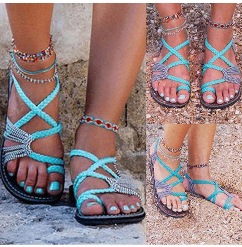 Stylish Flat Sandals Made From Palm Leaves - Comfortable and Chic Summer Shoes