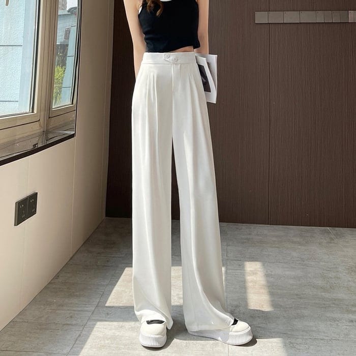 Women's Silk Pants With Wide Leg Lightweight, Breathable, Wrinkle-, Comfortable And Made From High-Quality Fabric