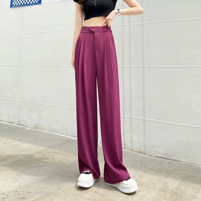 Women's Silk Pants With Wide Leg Lightweight, Breathable, Wrinkle-, Comfortable And Made From High-Quality Fabric