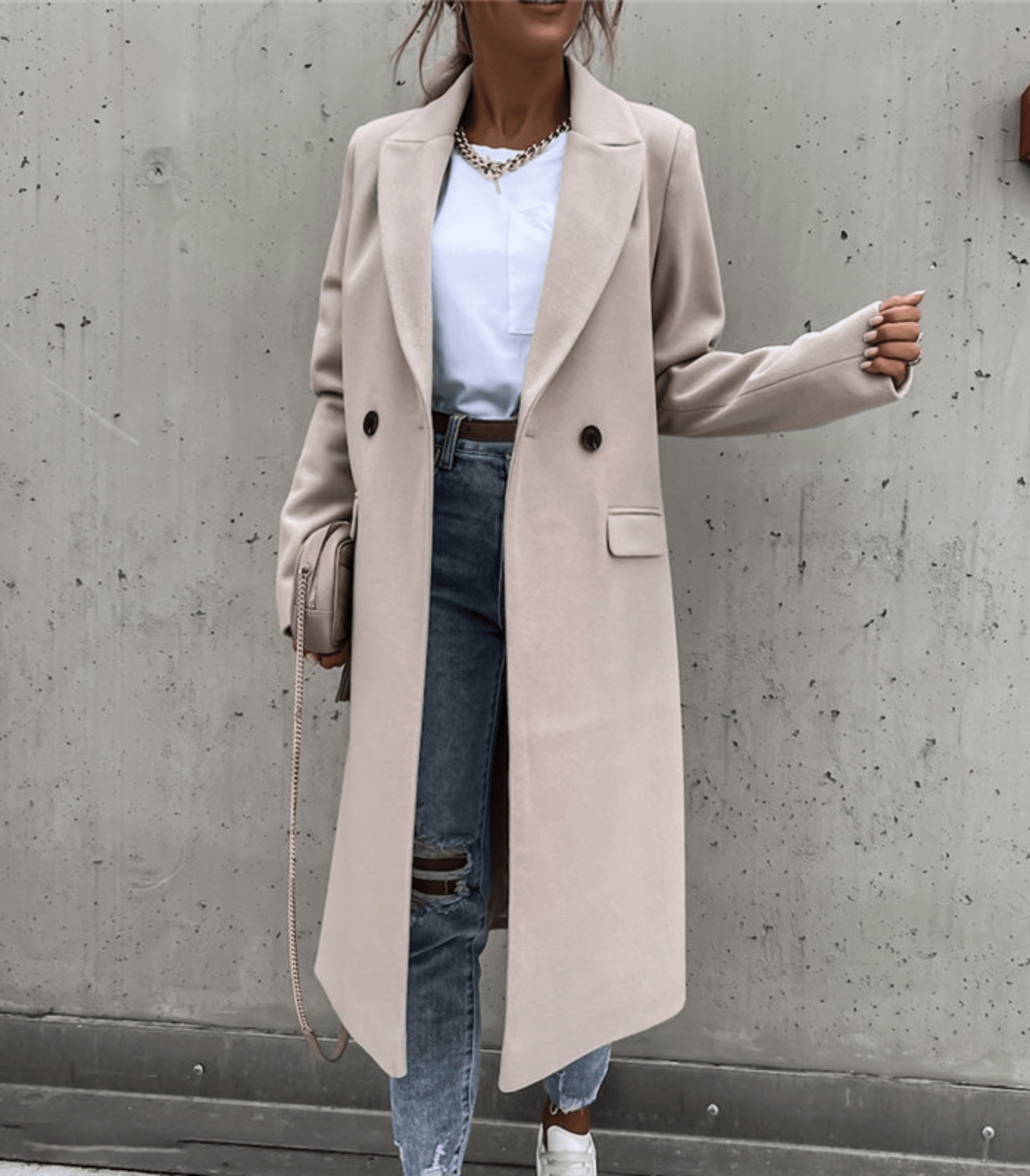 Wool Coat With Pockets and Buttons