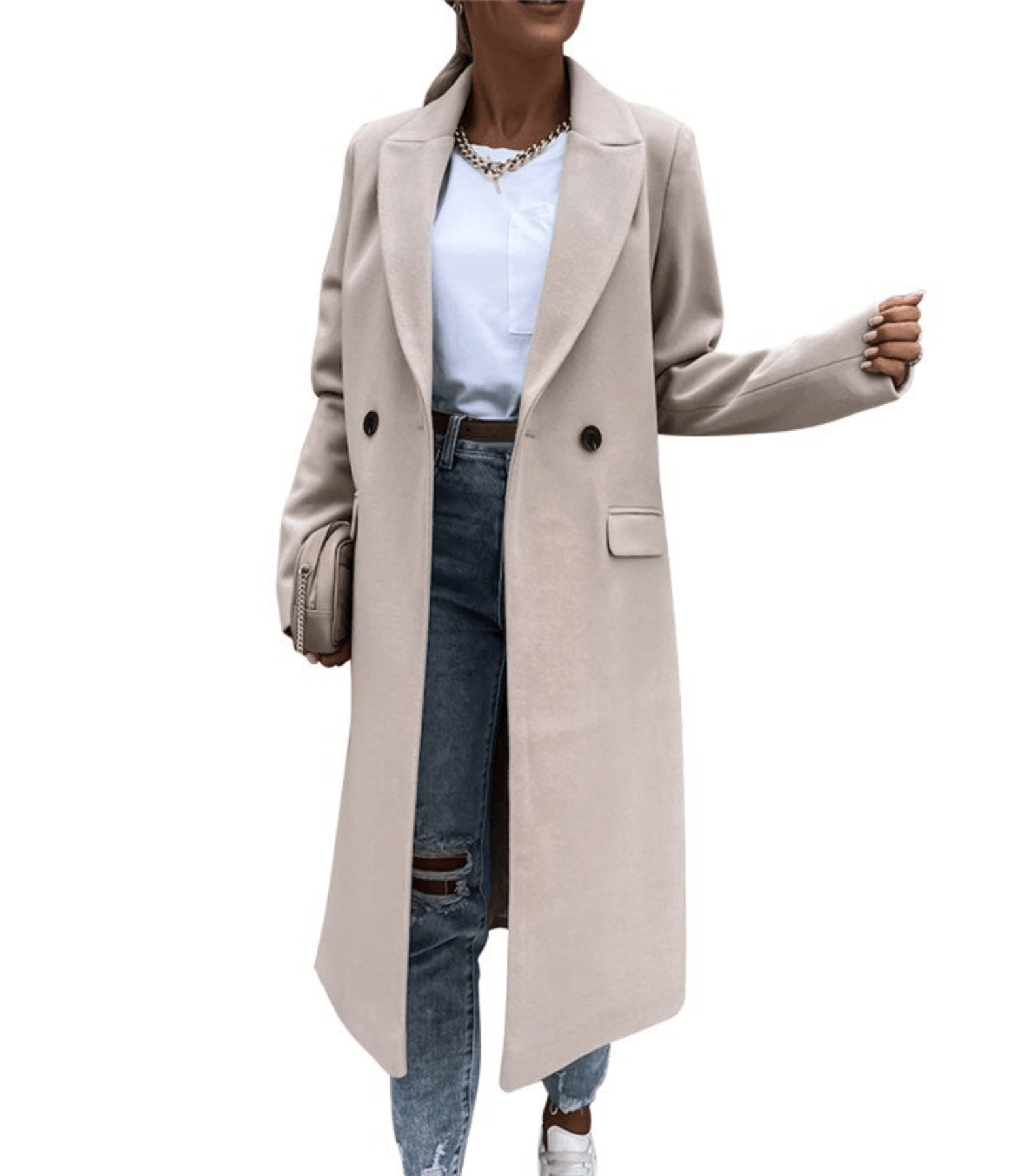 Wool Coat With Pockets and Buttons