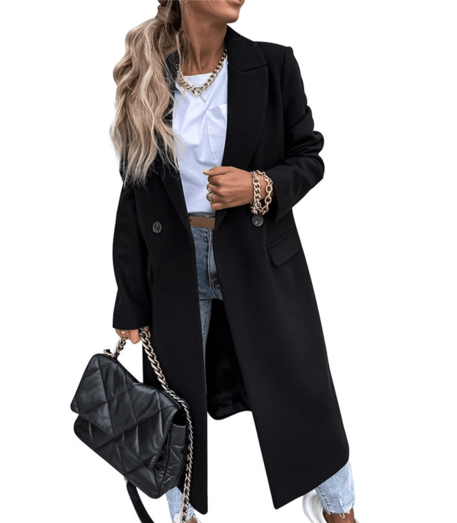 Wool Coat With Pockets and Buttons