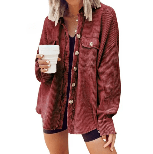 Lysse | Cord Jacket with Irregular Hood - Lysse - heidimode20250703