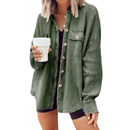 Lysse | Cord Jacket with Irregular Hood - Lysse - heidimode20250703