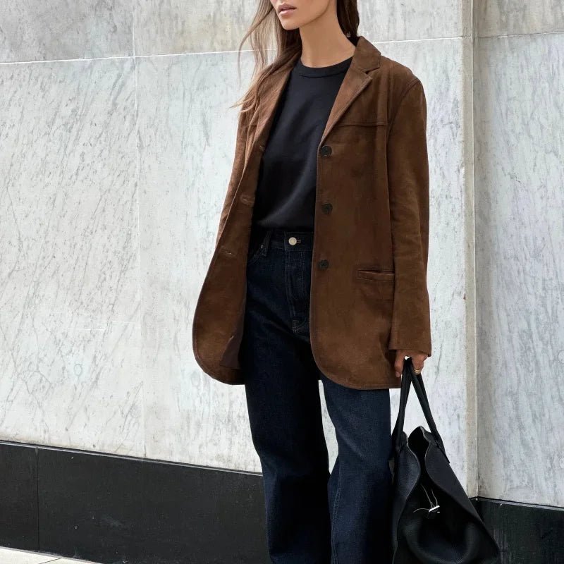 Lysse - Fashion | Brown Suede Jacket With Lapel Chic And Warm - Lysse - heidimode20250703