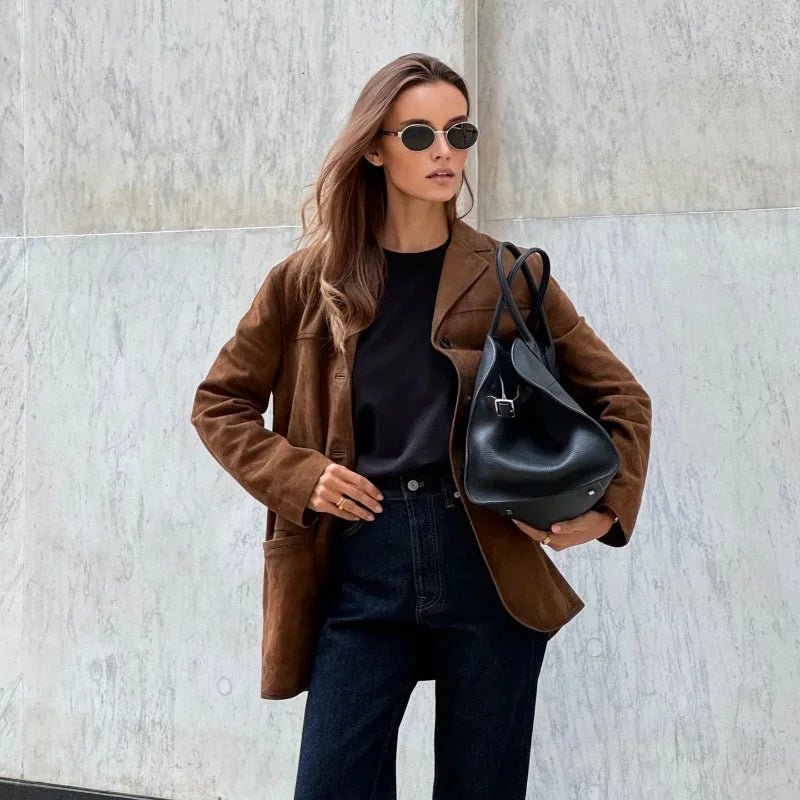 Lysse - Fashion | Brown Suede Jacket With Lapel Chic And Warm - Lysse - heidimode20250703