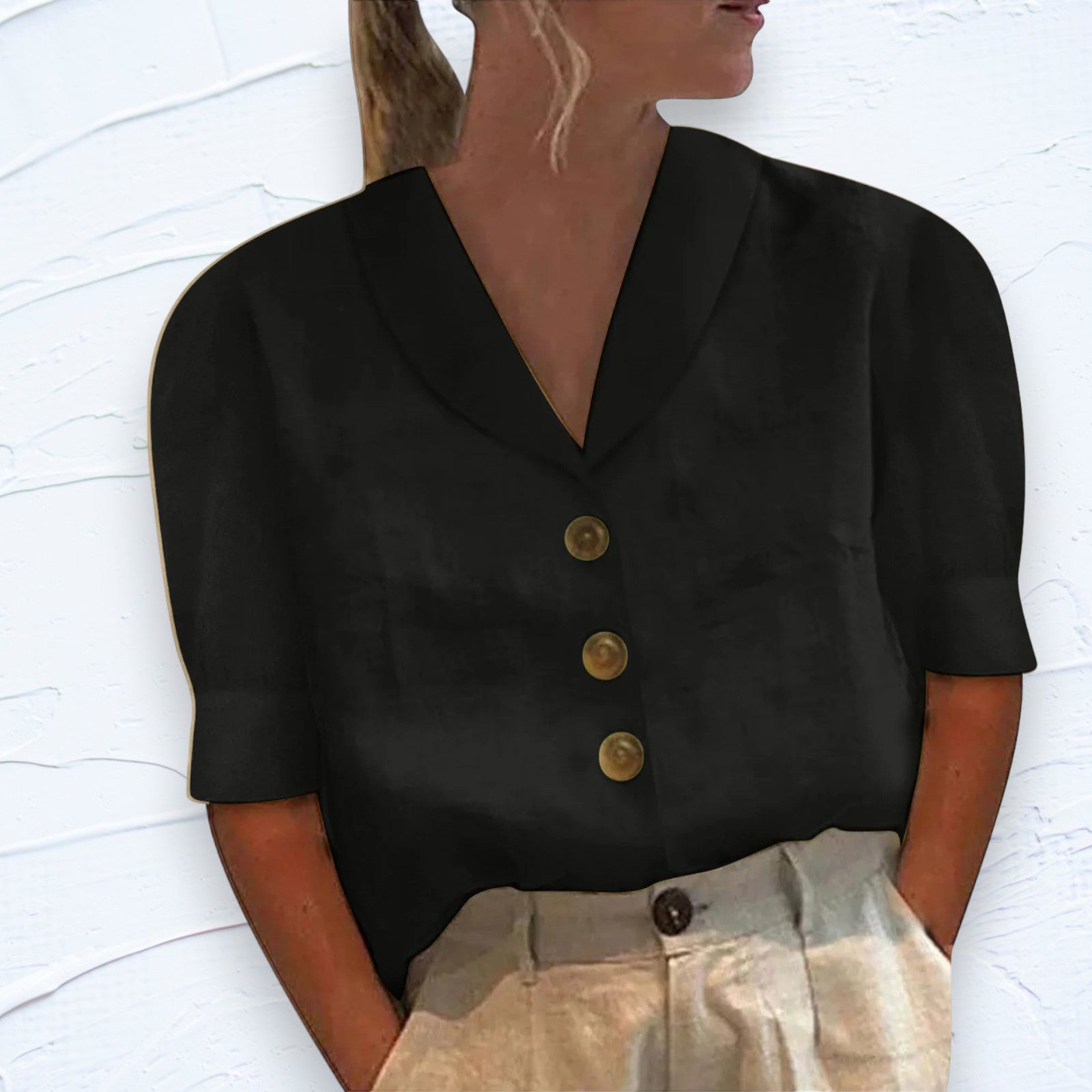 Lysse Fashion - Luxurious women's top with collar and buttons - Lysse - heidimode20250703