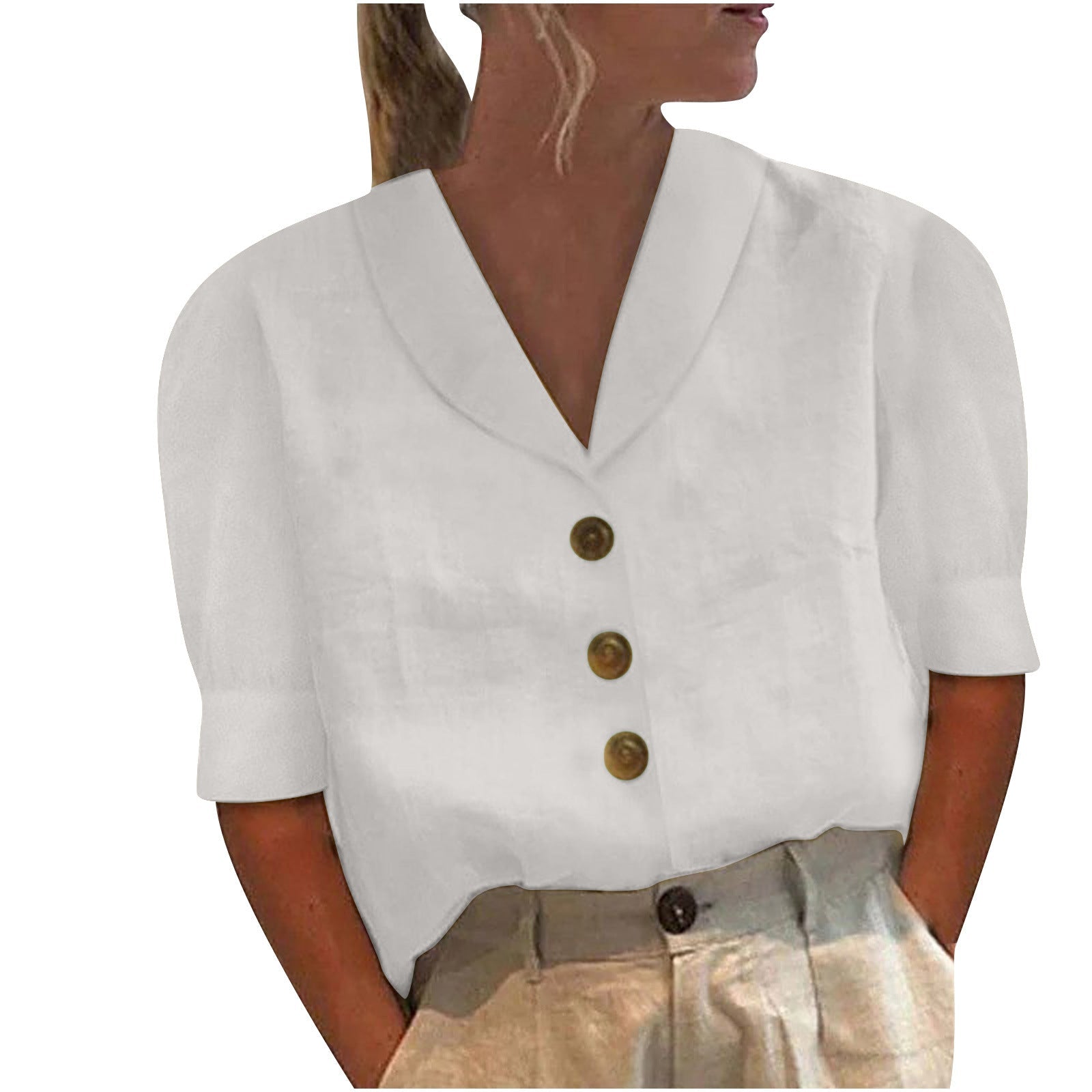 Lysse Fashion - Luxurious women's top with collar and buttons - Lysse - heidimode20250703