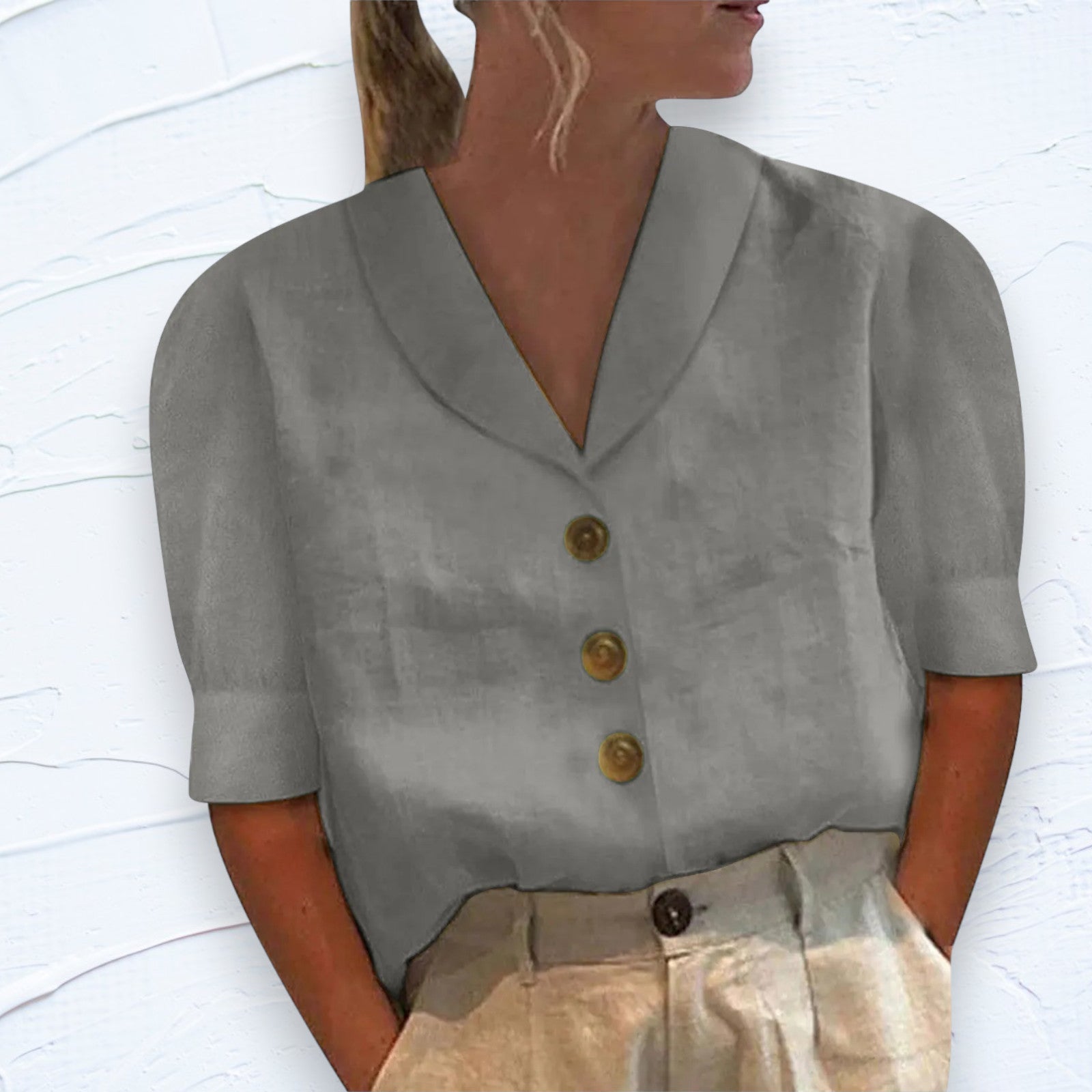 Lysse Fashion - Luxurious women's top with collar and buttons - Lysse - heidimode20250703