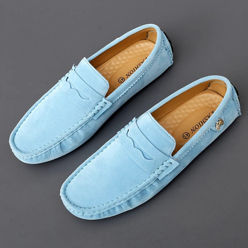 Slip-resistant suede loafers