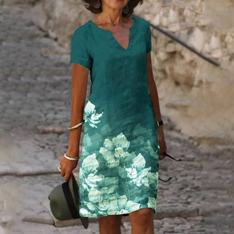 Floral Realm Lightweight Cotton Dress for Women