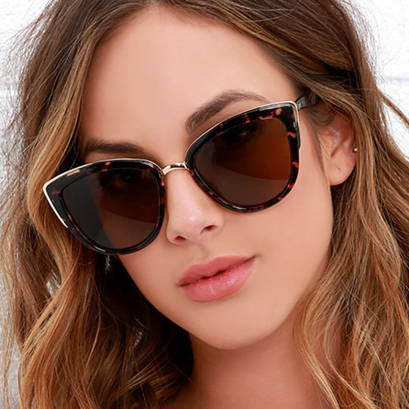 Cat Eye Retro Driving Round Metal Frame Sunglasses