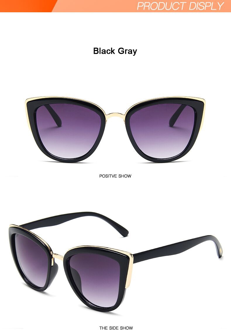 Cat Eye Retro Driving Round Metal Frame Sunglasses