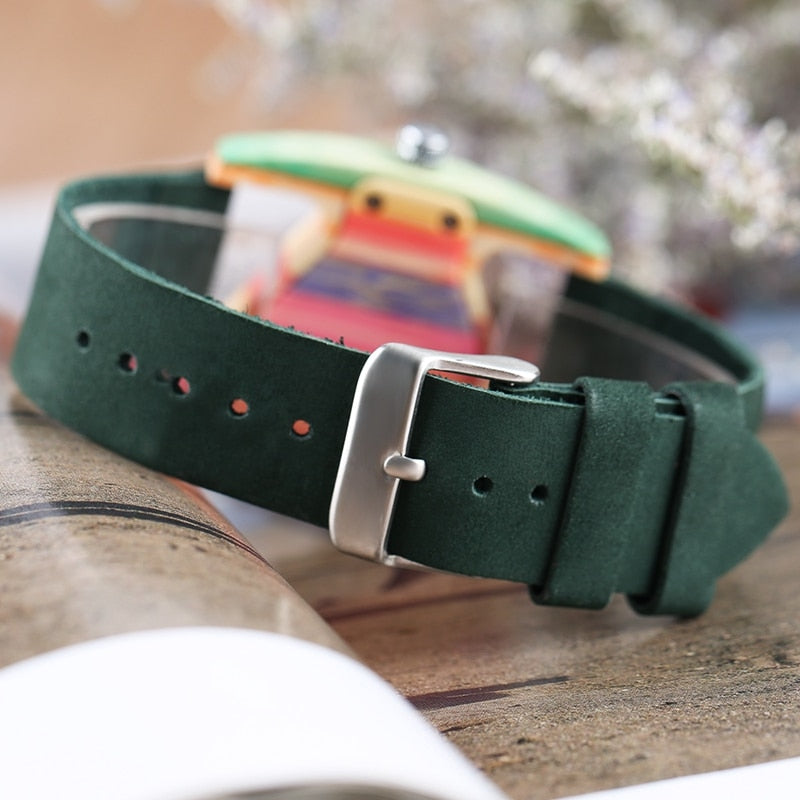 Colored Triangle Bamboo Wood Watch