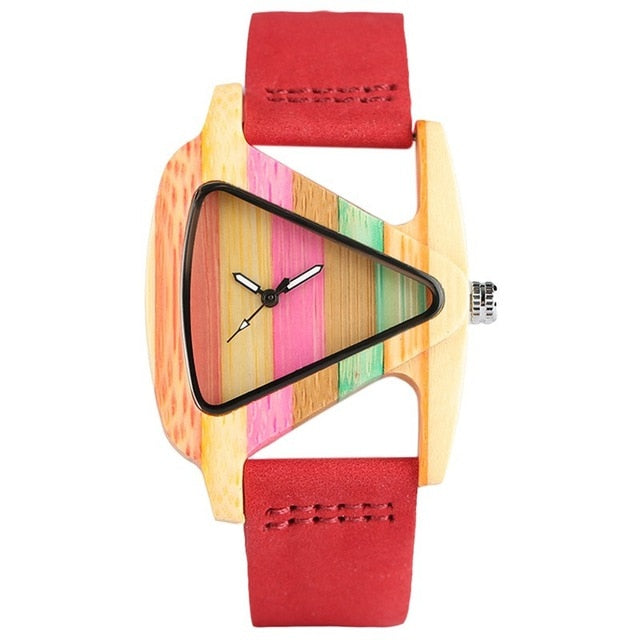 Colored Triangle Bamboo Wood Watch