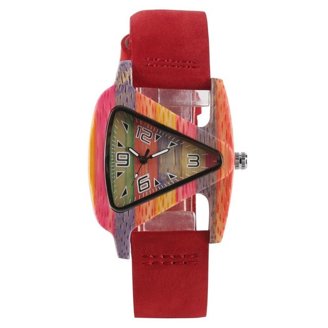 Colored Triangle Bamboo Wood Watch