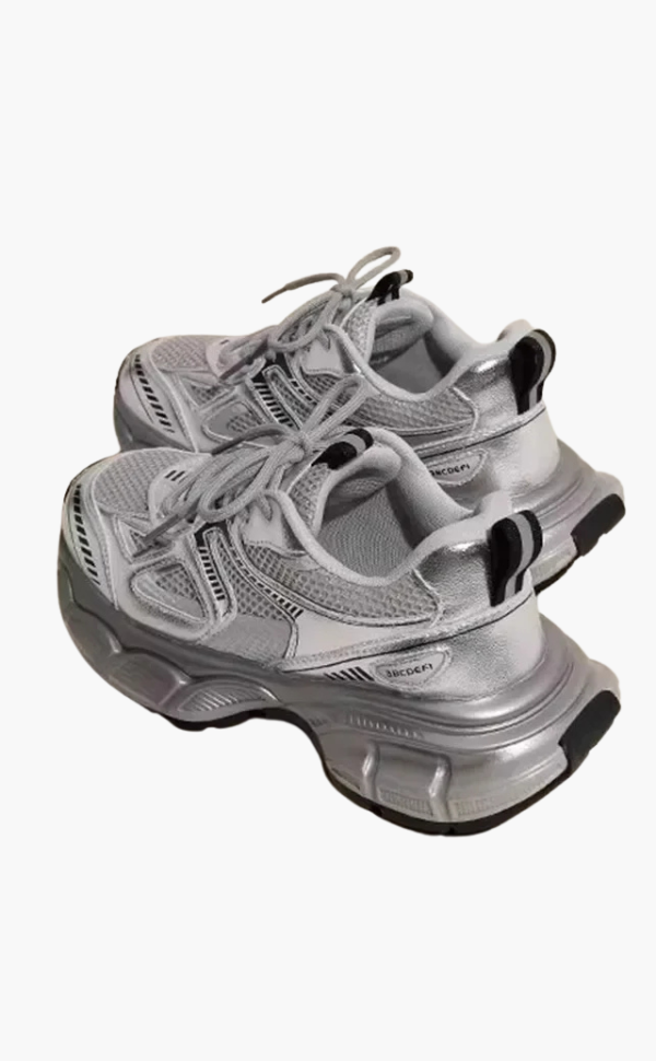Chunky Mesh Sneaker Women Comfortable & Sporty Shoes With Trendy Sole, Gray