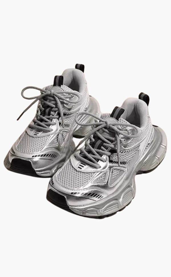 Chunky Mesh Sneaker Women Comfortable & Sporty Shoes With Trendy Sole, Gray