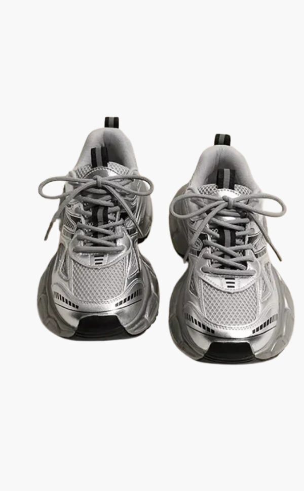 Chunky Mesh Sneaker Women Comfortable & Sporty Shoes With Trendy Sole, Gray