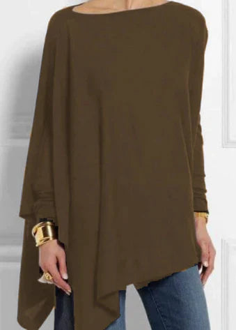 Elegant Poncho made of Cashmere blend with Asymmetric Cut