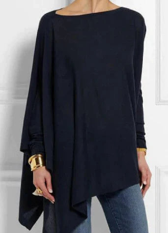 Elegant Poncho made of Cashmere blend with Asymmetric Cut