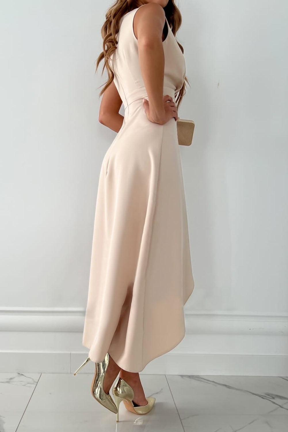 Stylish V-neck Midi Dress