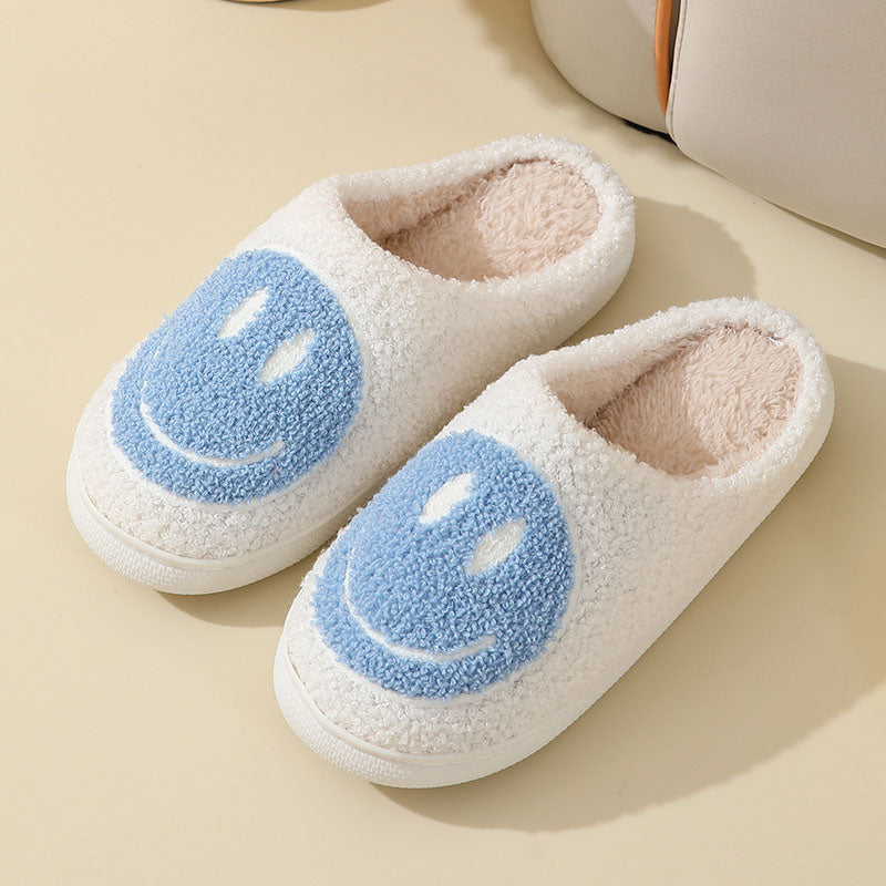 Large Smiley Pattern Fur Slippers