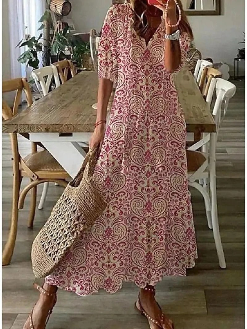 Boho Flower Maxi Dress For Women
