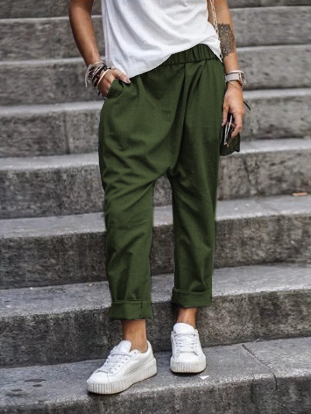 Casual linen trousers look