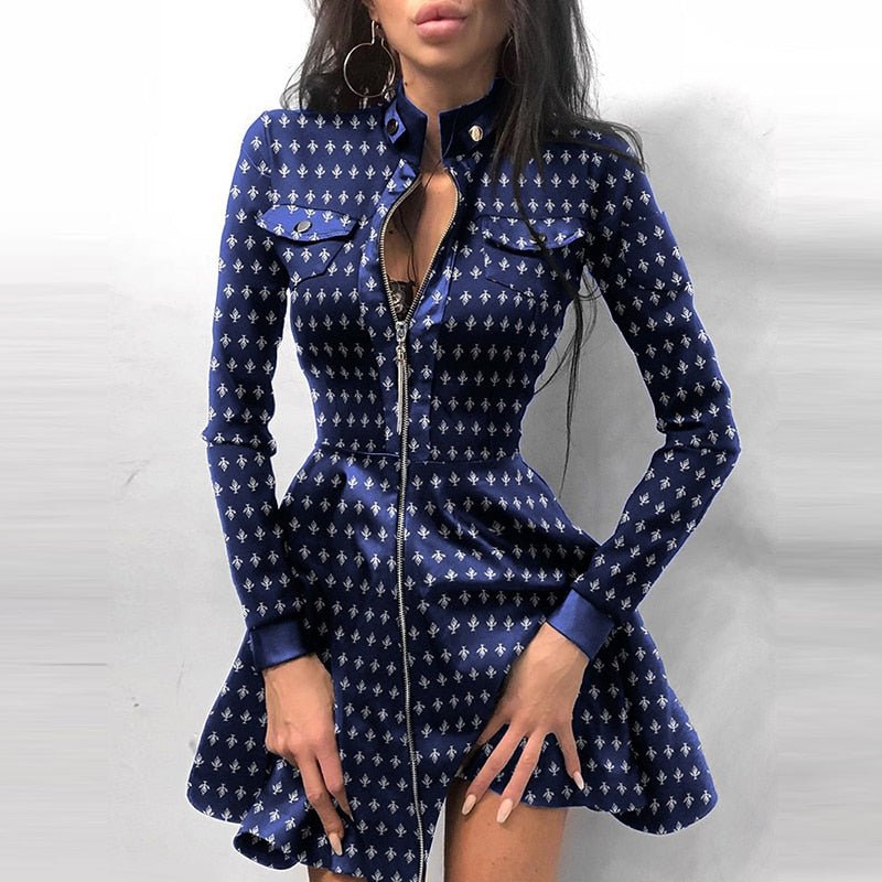 Leather Zipper Mini Dress