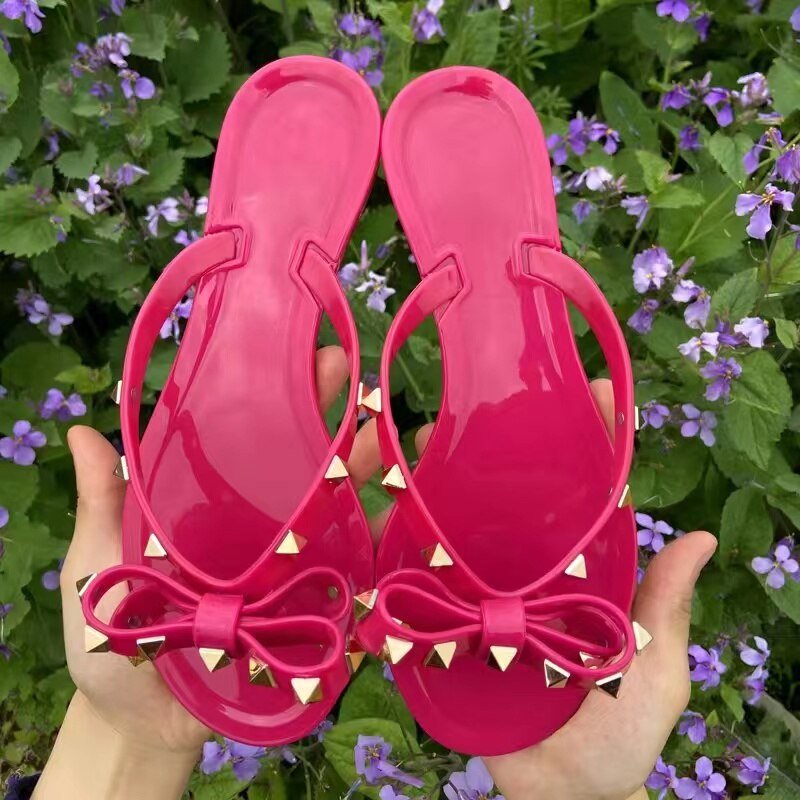 Stud Bow Knot Flip-Flops Sandals