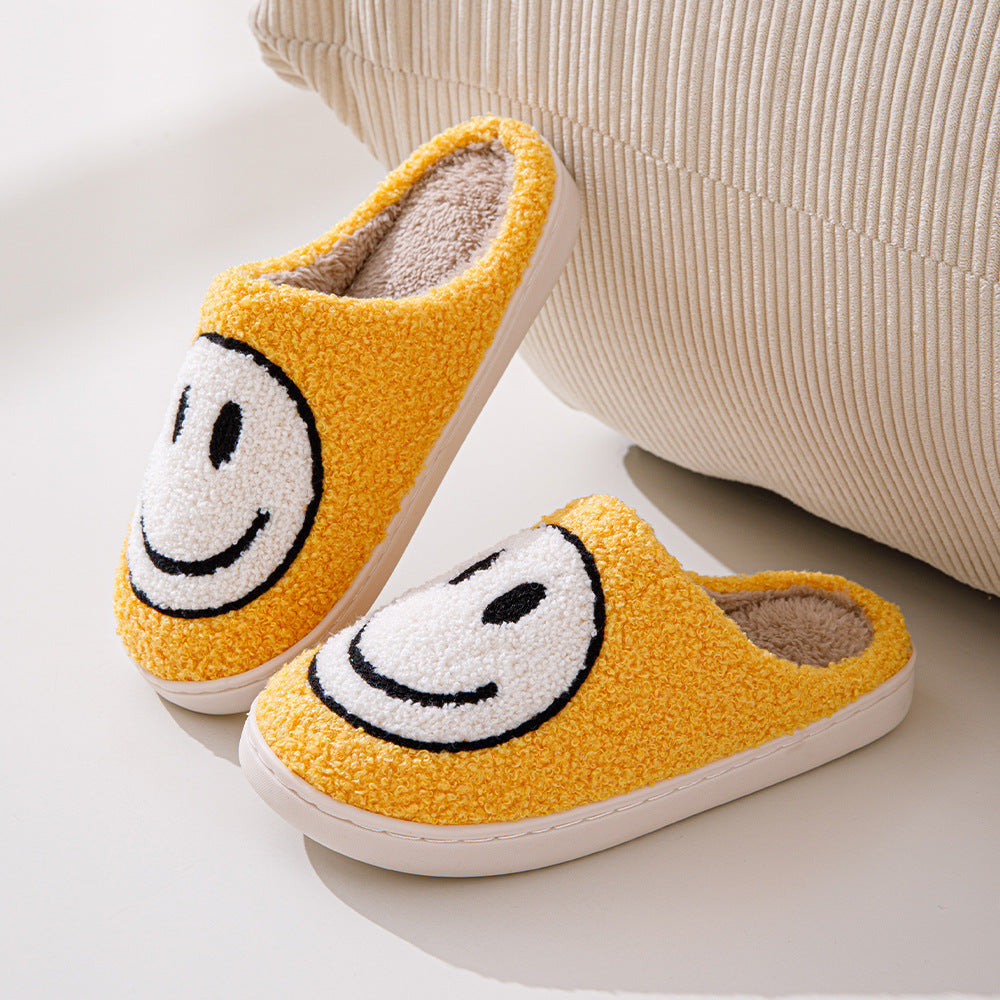 Large Smiley Pattern Fur Slippers